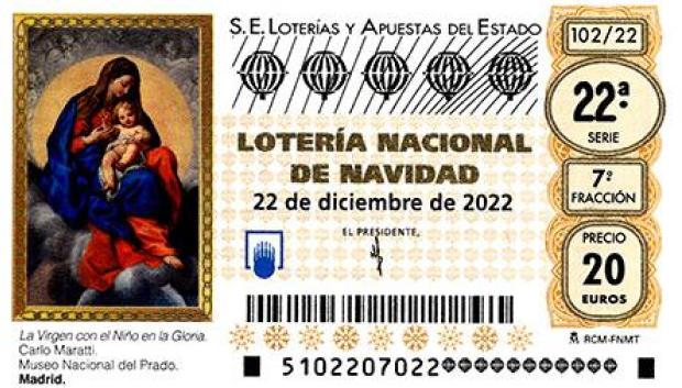 Imagen del décimo de la Lotería de Navidad 2022