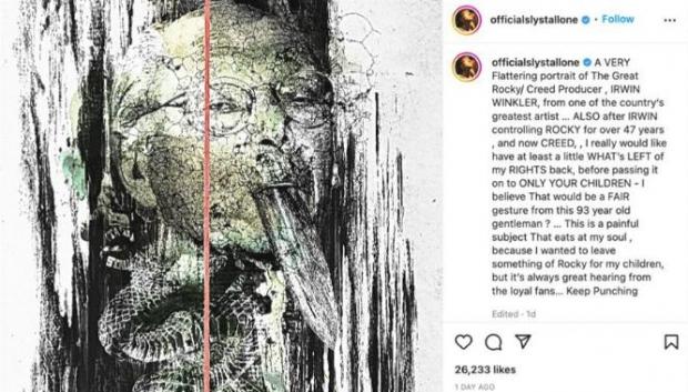 Publicación de Sylvester Stallone en Instagram