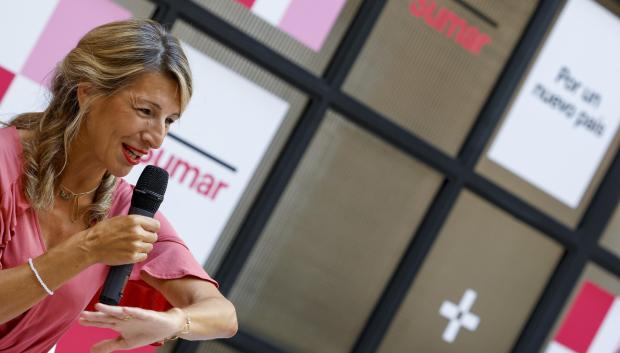 Yolanda Díaz, en un acto de su plataforma electoral, Sumar