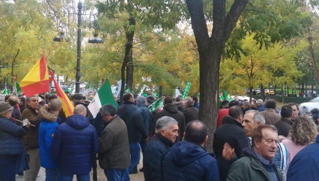Momento de la concentración de Asaja en Madrid