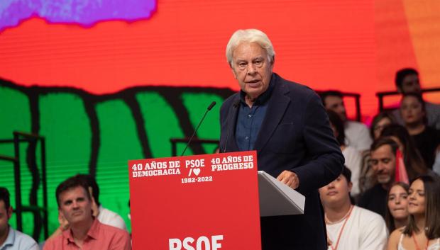Felipe González, en un acto del PSOE, el 40º aniversario de la primera victoria electoral socialista