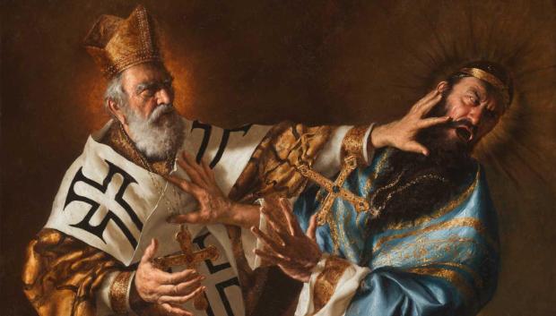 San Nicolás golpeando a Arrio en el concilio de Nicea