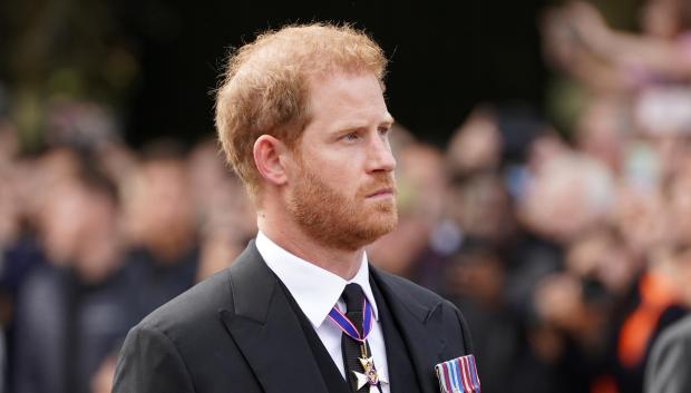 Britain´s Prince Harry during transfer of Queen Elizabeth II's remains from BuckinghamPalace to WestminsterHall, London on September 14, 2022.