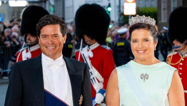 Princess Alexia of Greece and Denmark and Carlos Morales Quintana attending the Gala performance for the Queen her 50th Jubilee of Government on Gamle Scene in Copenhagen.

World Rights, No Netherlands Rights
 *** Local Caption *** .