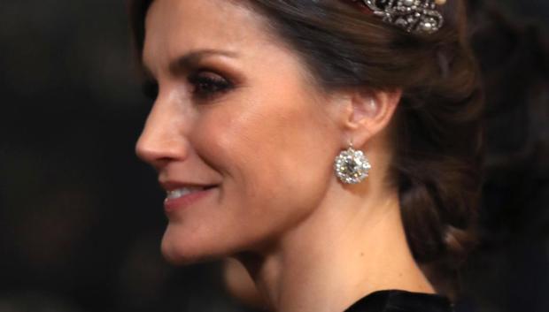 Spanish Queen Letizia Ortiz during the gala dinner offered in honor of President of China at the RoyalPalace in Madrid , on Wednesday 28 November 2018