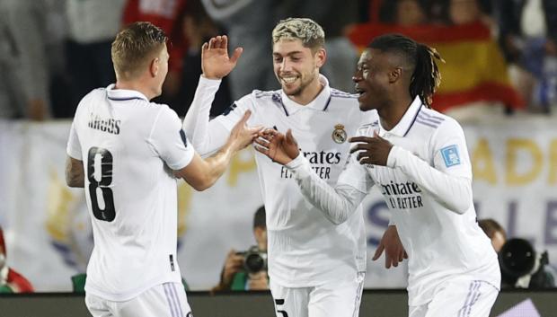 La celebración de Fede Valverde en el cuarto gol del Real Madrid