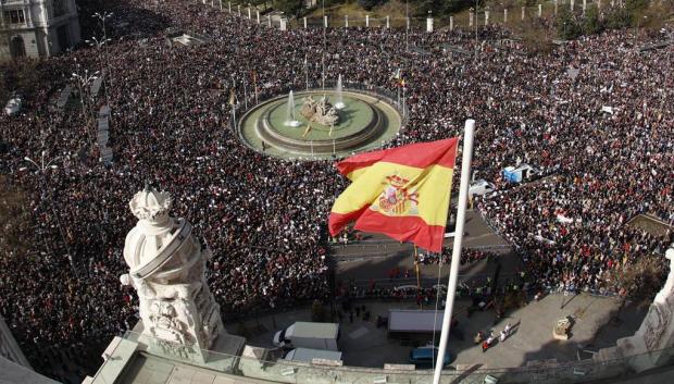 Vista general de la manifestación contra Ayuso en Madrid