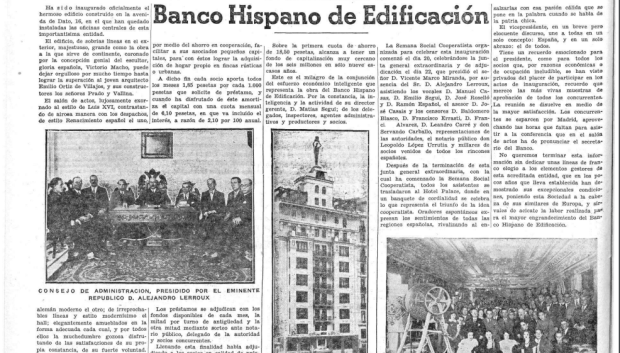 Artículo sobre la inauguración del edificio publicado en el periódico Luz, 24/06/1932