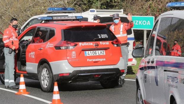 La Policía Foral de Navarra en labores de control de tráfico