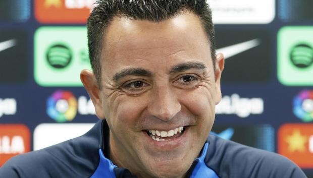 Xavi Hernández, en la rueda de prensa de este sábado