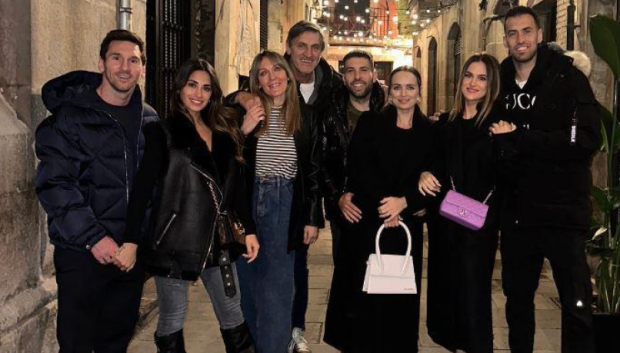 Messi, Pepe Costa, Alba, Busquets y sus parejas en otro encuentro que se produjo hace un mes