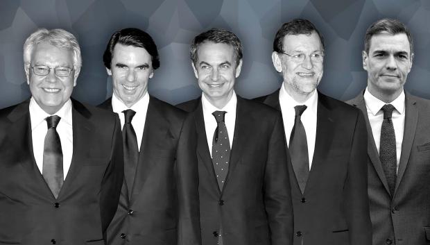 Felipe González, José María Aznar, José Luis Rodríguez Zapatero, Mariano Rajoy y Pedro Sánchez