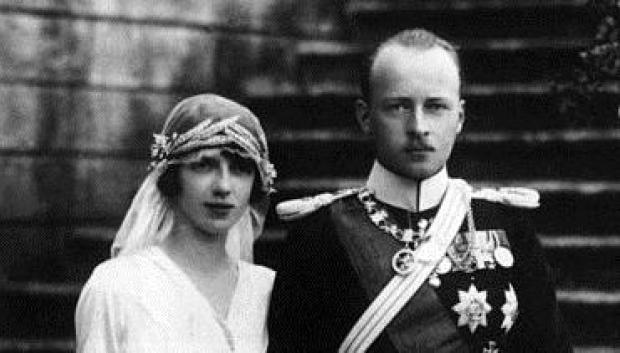 Mafalda de Saboya y Felipe Príncipe de Hesse en su boda el 23 de septiembre de 1925 en Racconigi