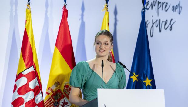 La Princesa Leonor durante la ceremonia de entrega de los premios de la Fundación Princesa de Girona