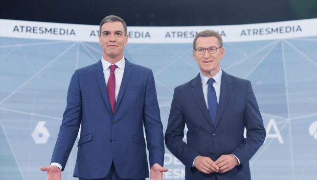 Sánchez y Feijóo, antes del debate electoral