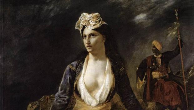 Grecia expirante entre las ruinas de Missolonghi, pintura de Eugène Delacroix