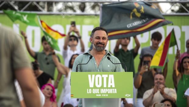 Santiago Abascal, durante un mitin en Toledo