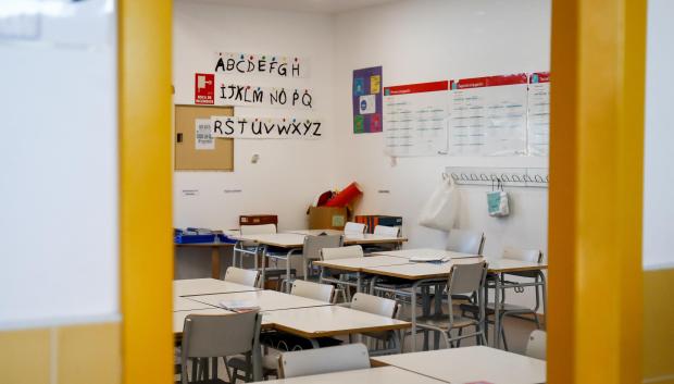 El aula vacía de un colegio de Valdemoro