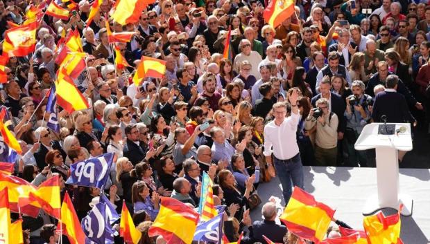 Vista desde arriba de la intervención de Feijóo en Valencia