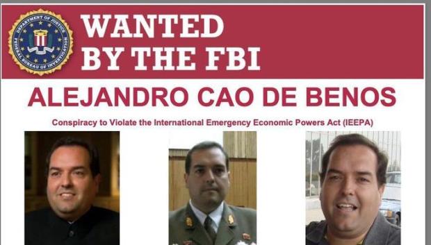 Cao de Benós, orden de busca y captura por el FBI