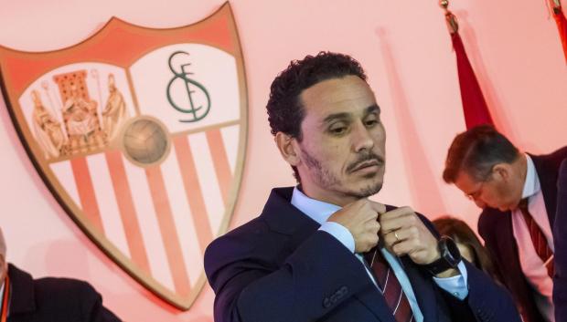 El vicepresidente del Sevilla FC, José María del Nido Carrasco, al comienzo de la Junta General de Accionistas del equipo.