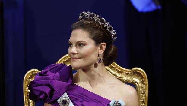 Crown Princess Victoria during the Nobel Banquet at the Stockholm City Hall on Sunday. December 10, 2023.