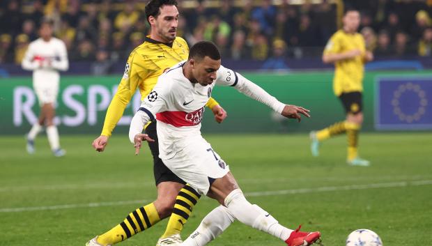 Kylian Mbappé en el partido contra el Borussia Dortmund