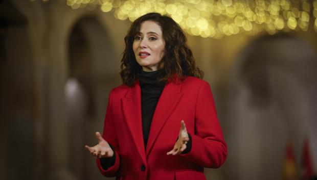 La presidenta de la Comunidad de Madrid, Isabel Díaz Ayuso, durante el discurso de fin de año