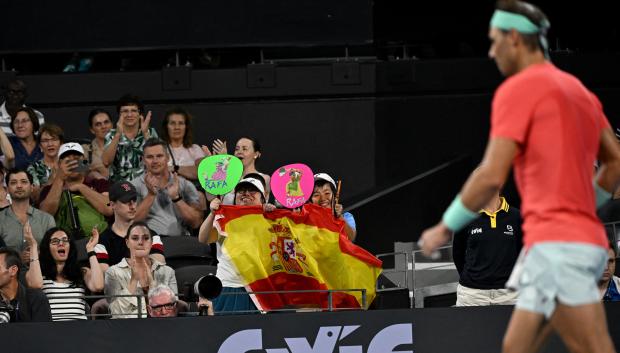 Rafa Nadal recibió el apoyo de varios españoles en su regreso al tenis en Australia