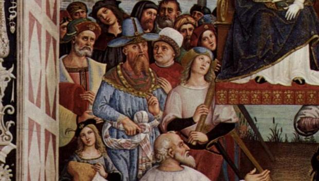 Detalle de un fresco de la Biblioteca Piccolomini, Catedral de Siena por Pinturicchio