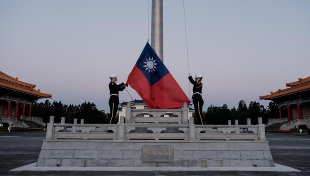 La bandera de Taiwán en Taipei