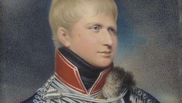 Ernesto Augusto en una miniatura de 1823 basada en un retrato de 1802 de William Beechey