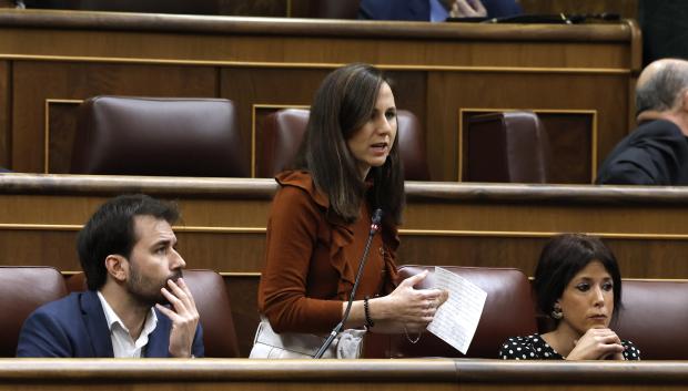 La secretaria general de Podemos y diputada Ione Belarra, durante la sesión de control del Gobierno este miércoles