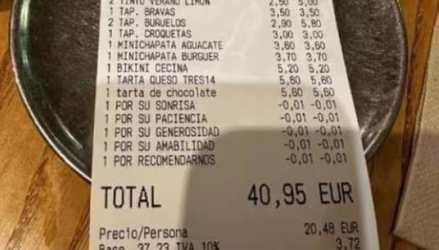 Ticket del local Tres 14 Tapas & Café