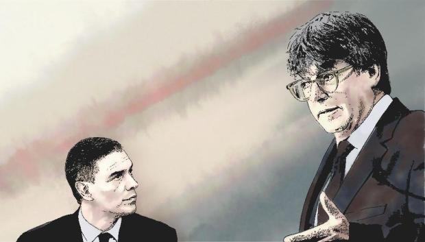 Ilustracion Sánchez y Puigdemont ley de amnistia