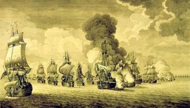 Vista del combate de Tolón (22 de febrero de 1744). Estampa grabada por Fernando Selma
