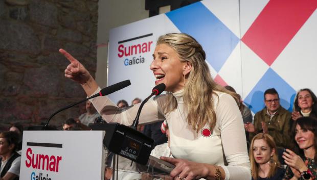 La líder de Sumar, Yolanda Díaz, participa en el cierre de campaña de la candidata de Sumar a la presidencia de la Xunta