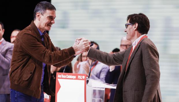 Pedro Sánchez y Salvador Illa durante el Congreso del PSC