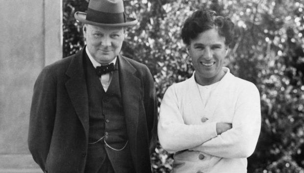 Charles Chaplin con Winston Churchill en 1929
