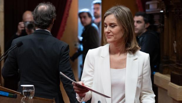 La líder de los comuns en el Parlament, Jéssica Albiach, durante el pleno del debate a la totalidad de Presupuestos 2024 en el Parlament