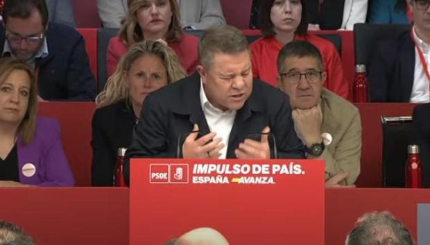 El presidente de Castilla-La Mancha, Emiliano García Page, durante su intervención en el Comité Federal del PSOE