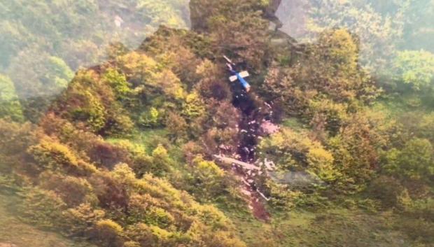 Los restos del helicóptero en el que iba el presidente de Irán