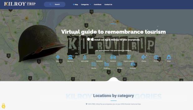 Camptura de la web Kilroy Trip, un google maps histórico para sumergirte en la Segunda Guerra Mundial