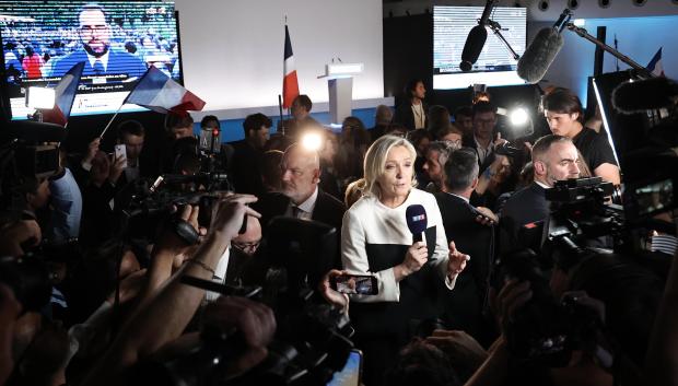 La líder de Agrupación Nacional, Marine Le Pen, valora los resultados de las elecciones legislativas francesas