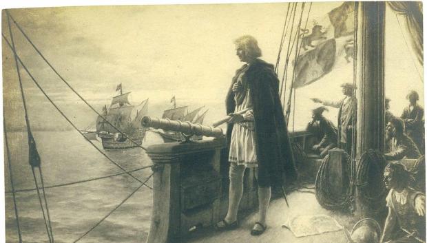Ilustración de Cristóbal Colón, obra de Clyde O. DeLand