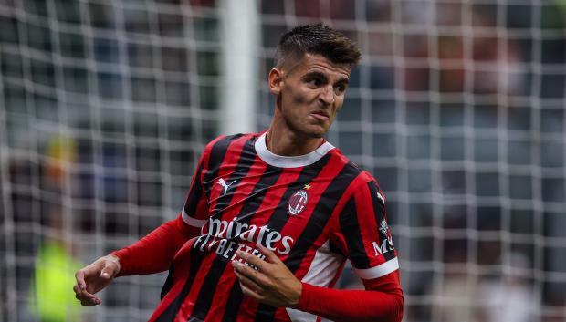 Soccerplayer Alvaro Morata of Ac Milan lduring the Serie A match beetween Ac Milan and Torino Fc on August 17, 2024 in Milano, Italy