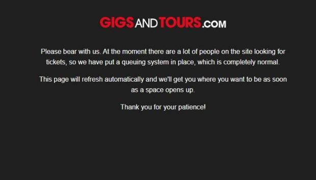 La web de Gigs and Tours también está colapsada