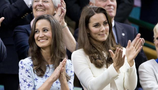 Princess Catherine, The Duchess of Cambridge and sister Pippa Middleton attending the final match of the Men 2012 Wimbledon Championships in Wimbledon, UK on July 8th, 2012.