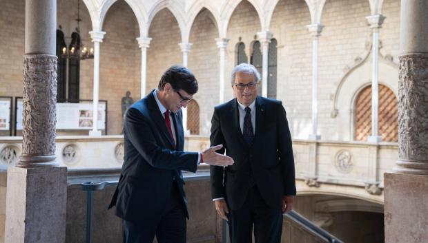 Salvador Illa recibe a Quim Torra en la Generalitat