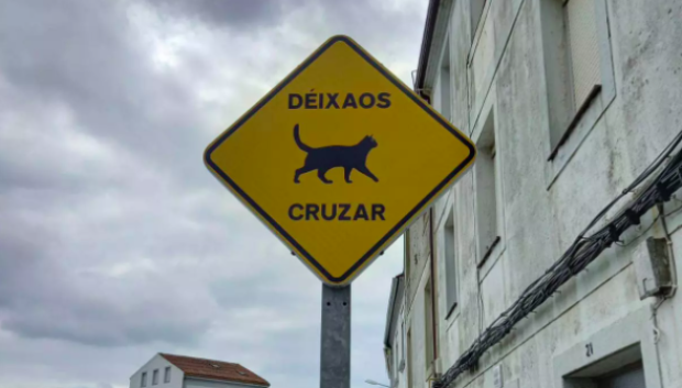Señal instalada en una calle de Santiago de Compostela
